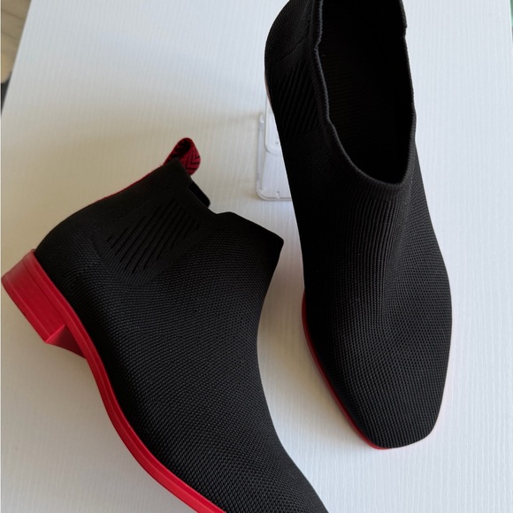 🖤👢 VIVAIA Knit Ankle Boots Black with Red Sole | Eco-Friendly Comfort - Picture 2 of 8